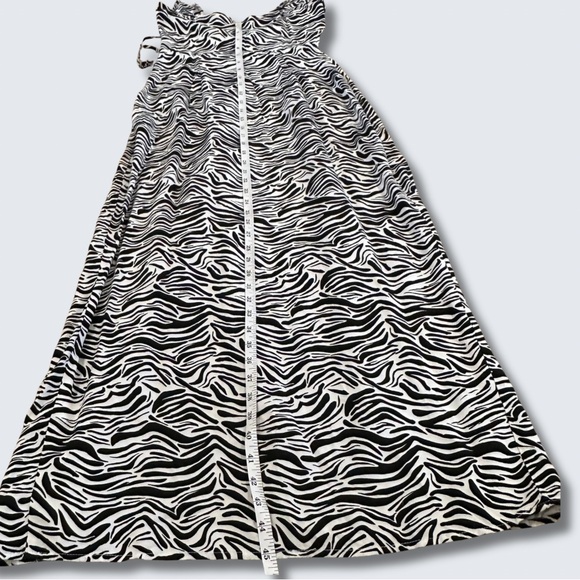 H&M Zebra Print Maxi Dress Side Slit Spaghetti Strap Size 4 Summer Grunge - Picture 6 of 8